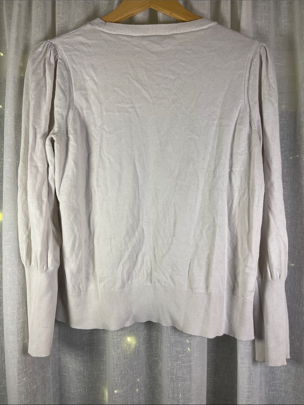 LOFT Muted Cream Puff Sleeve Crewneck Sweater - Picture 3 of 3